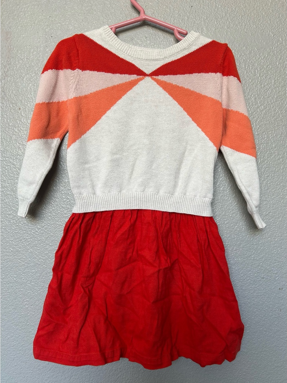 Gymboree Colorblock Crew Sweater Dress in White, Red, Coral & Pink